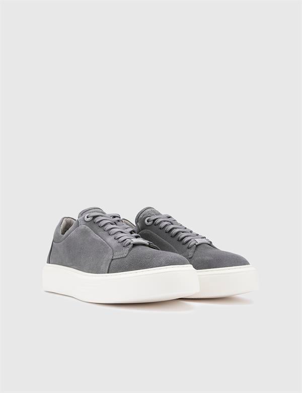 Pia Dark Grey Split Suede Leather Men's Sneaker