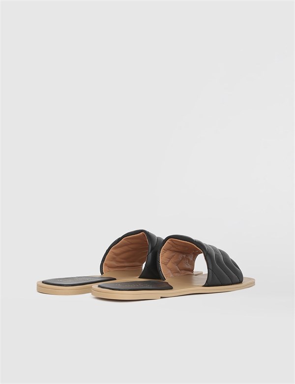 Plom Black Leather Women's Slide
