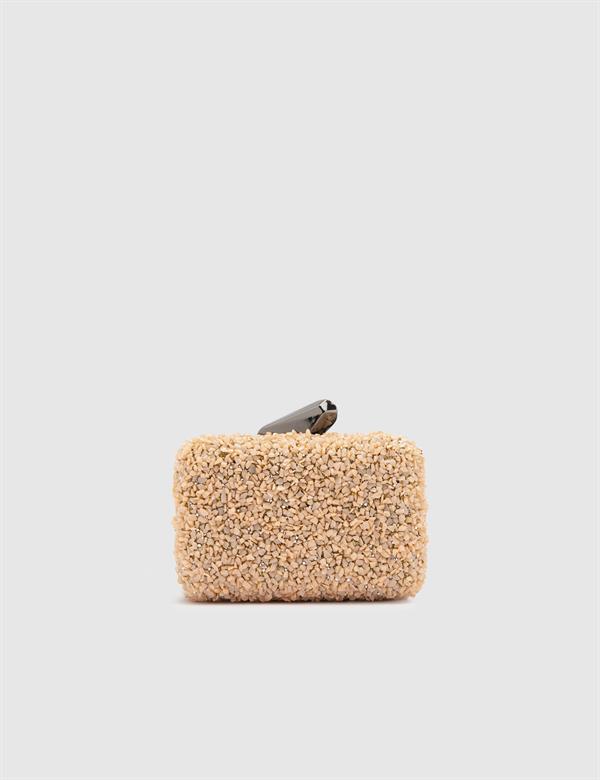 Rania Salmon Pink Women's Clutch with Stones