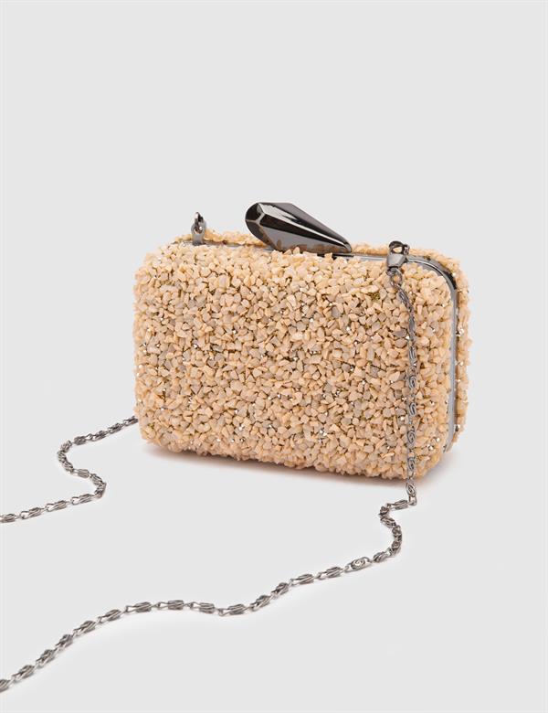 Rania Salmon Pink Women's Clutch with Stones