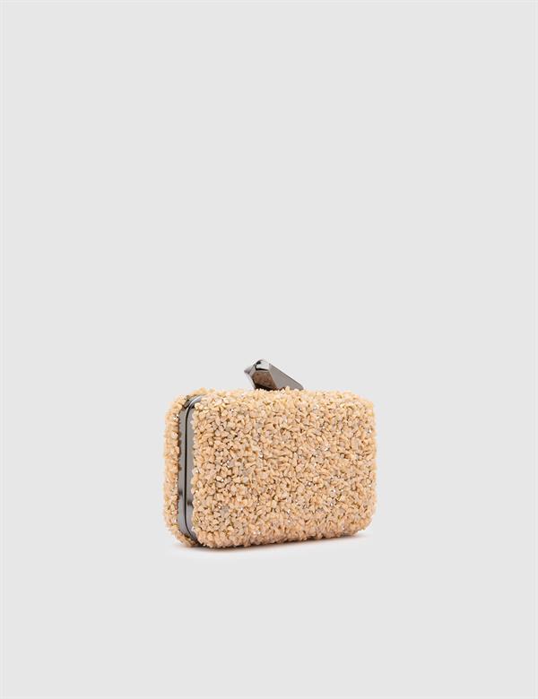 Rania Salmon Pink Women's Clutch with Stones