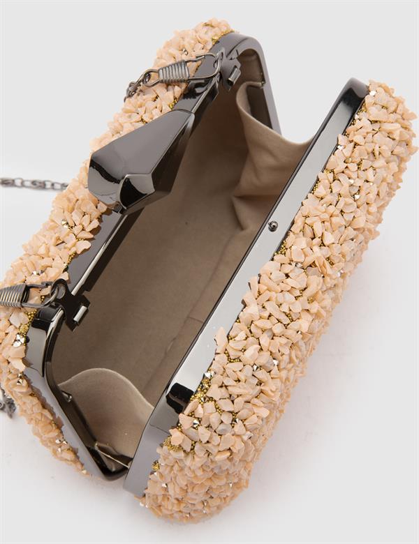 Rania Salmon Pink Women's Clutch with Stones