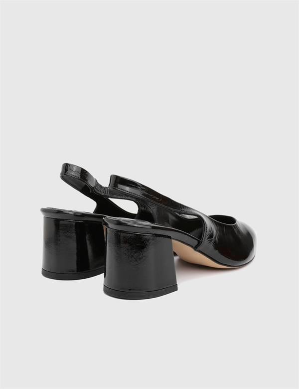 Raquel Black Patent Leather Women's Heeled Sandal