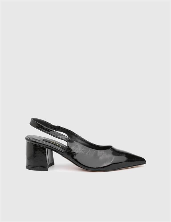 Raquel Black Patent Leather Women's Heeled Sandal