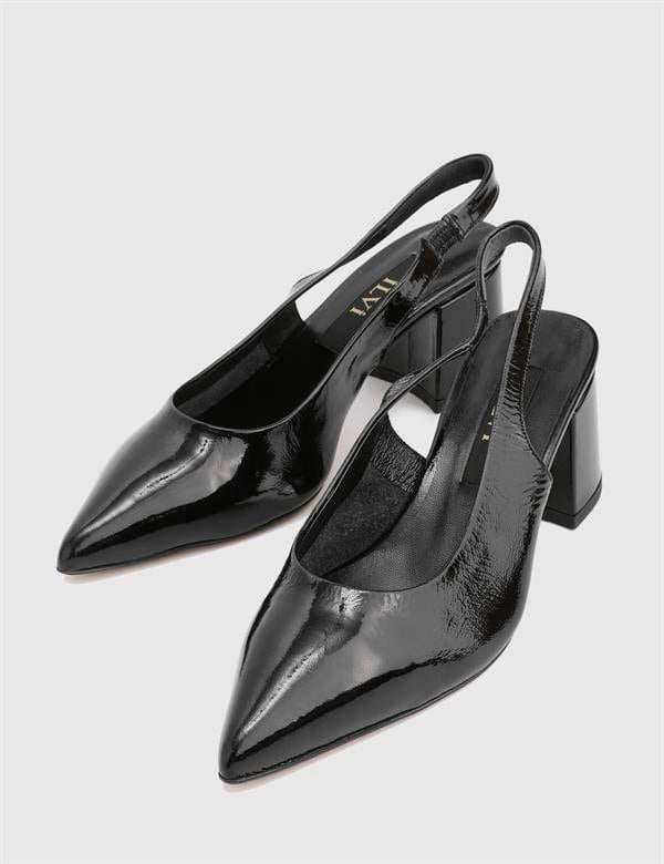 Raquel Black Patent Leather Women's Heeled Sandal