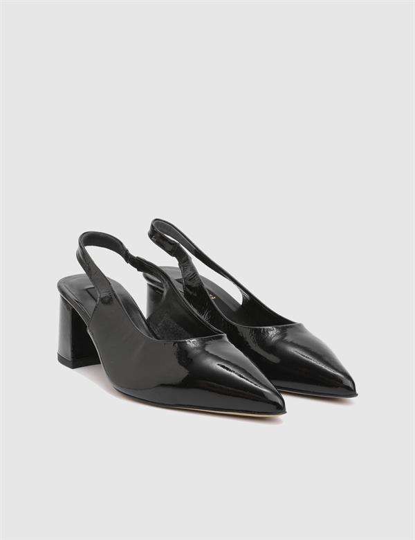 Raquel Black Patent Leather Women's Heeled Sandal