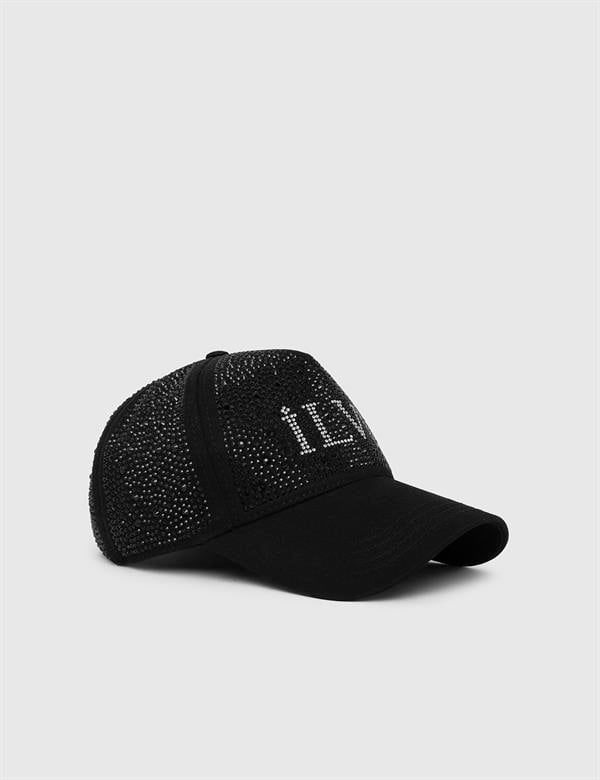 Redd Black Gabardine Women's Hat with Black Stones