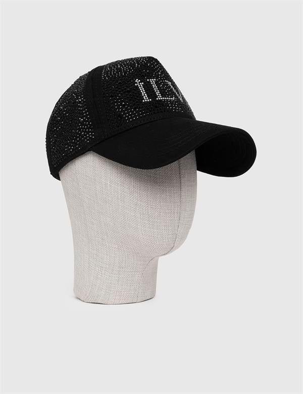 Redd Black Gabardine Women's Hat with Black Stones