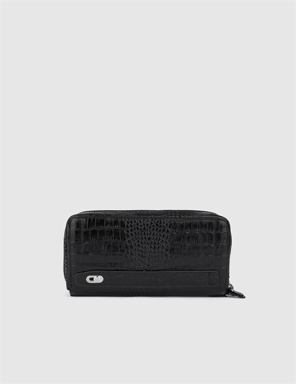 Regulus Black Leather Crocodile Men's Handbag