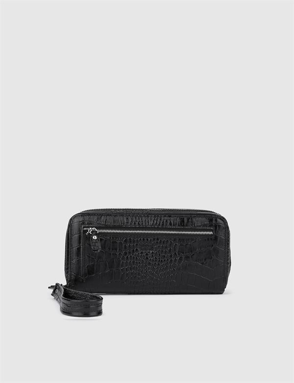 Regulus Black Leather Crocodile Men's Handbag