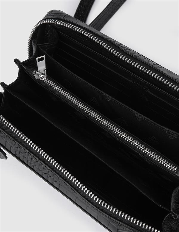 Regulus Black Leather Crocodile Men's Handbag