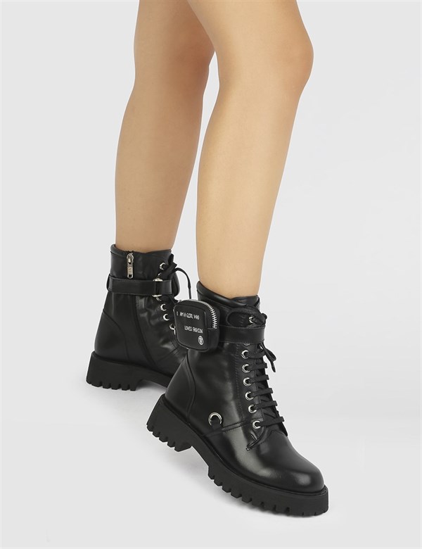 Rennes Black Leather Women's Boot