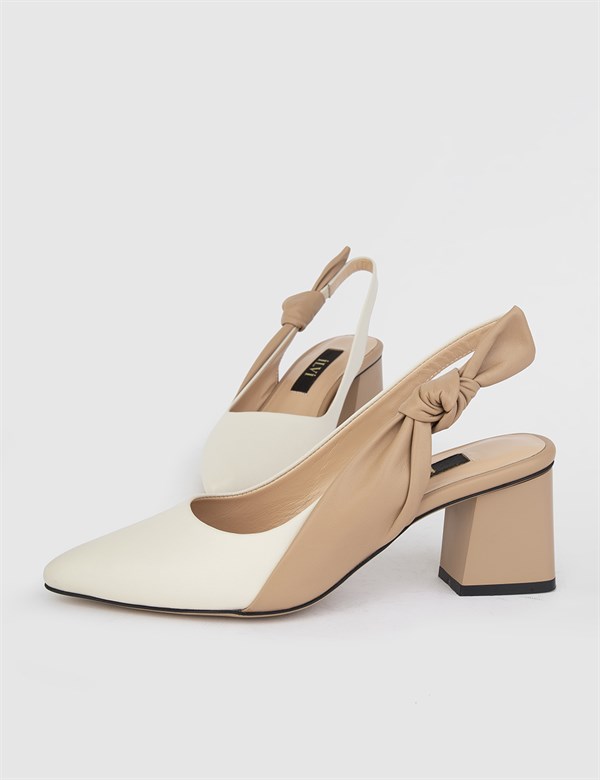 Riku Beige-Mink Leather Women's Heeled Sandal