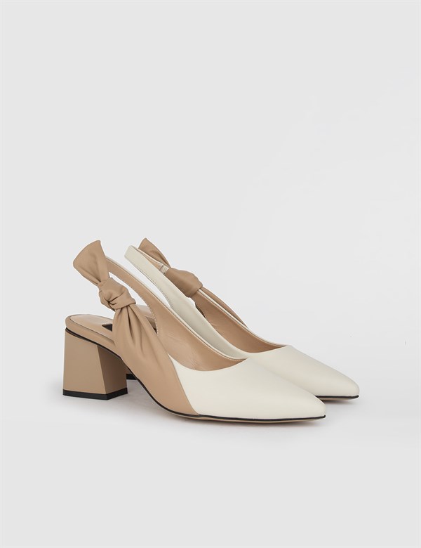 Riku Beige-Mink Leather Women's Heeled Sandal