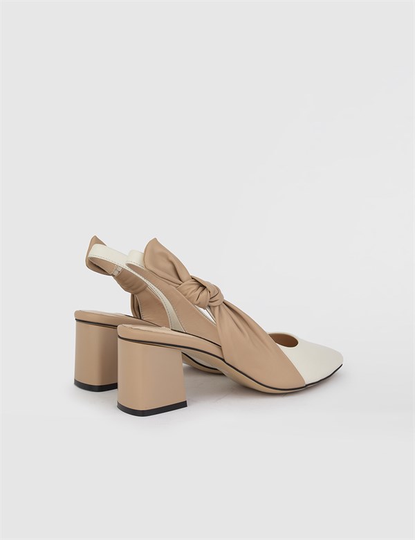 Riku Beige-Mink Leather Women's Heeled Sandal