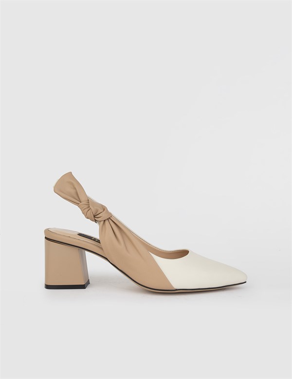 Riku Beige-Mink Leather Women's Heeled Sandal