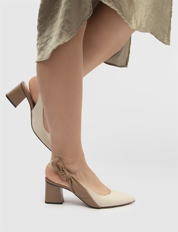 Riku Beige-Mink Leather Women's Heeled Sandal