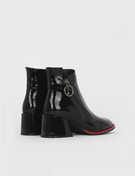 Rita Black Patent Leather Women's Heeled Boot