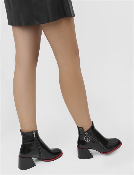 Rita Black Patent Leather Women's Heeled Boot