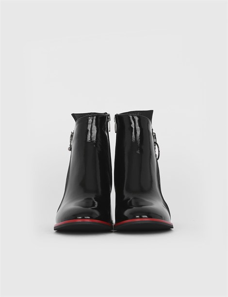 Rita Black Patent Leather Women's Heeled Boot
