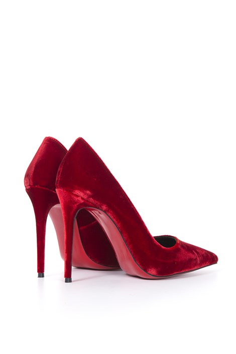 Rocio 1039 Stiletto Kırmızı Kadife