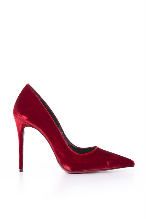 Rocio 1039 Stiletto Kırmızı Kadife