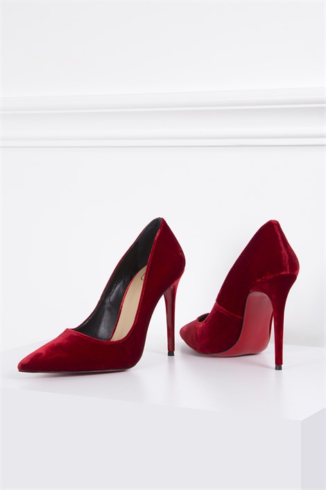Rocio 1039 Stiletto Kırmızı Kadife