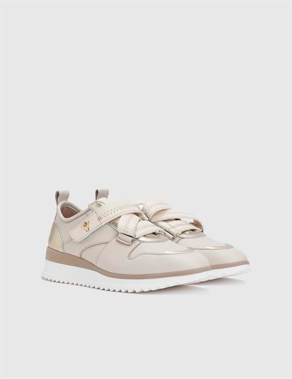 Rogka Beige Leather Women's Sneaker