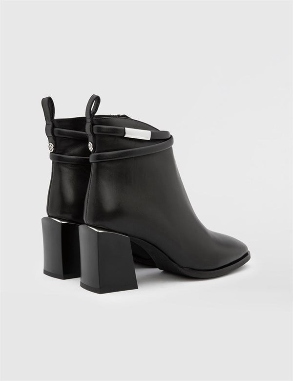 Rokki Black Leather Women's Heeled Boot