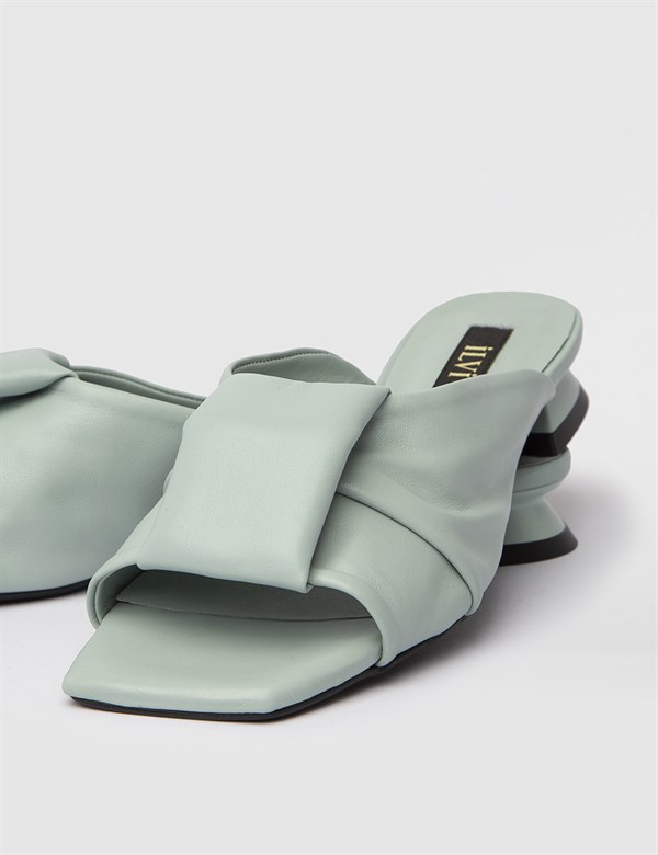 Rolin Mint Green Leather Women's Heeled Slide