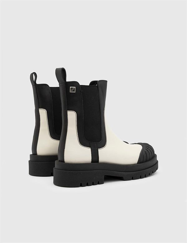 Romke Black-White Leather Women's Boot