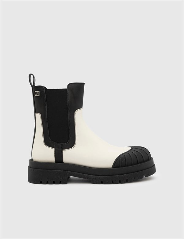 Romke Black-White Leather Women's Boot