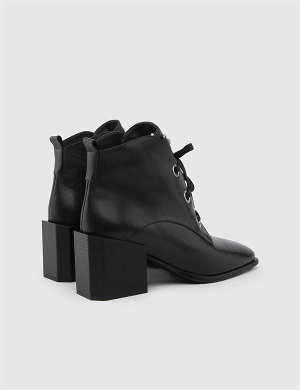 Rosvita Black Leather Women's Heeled Boot