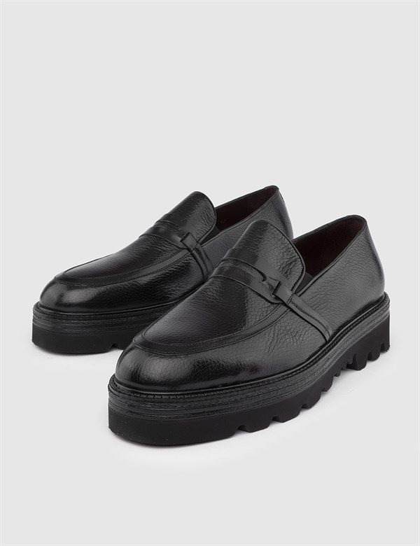 Roxo Black Floater Leather Men's Daily Shoe