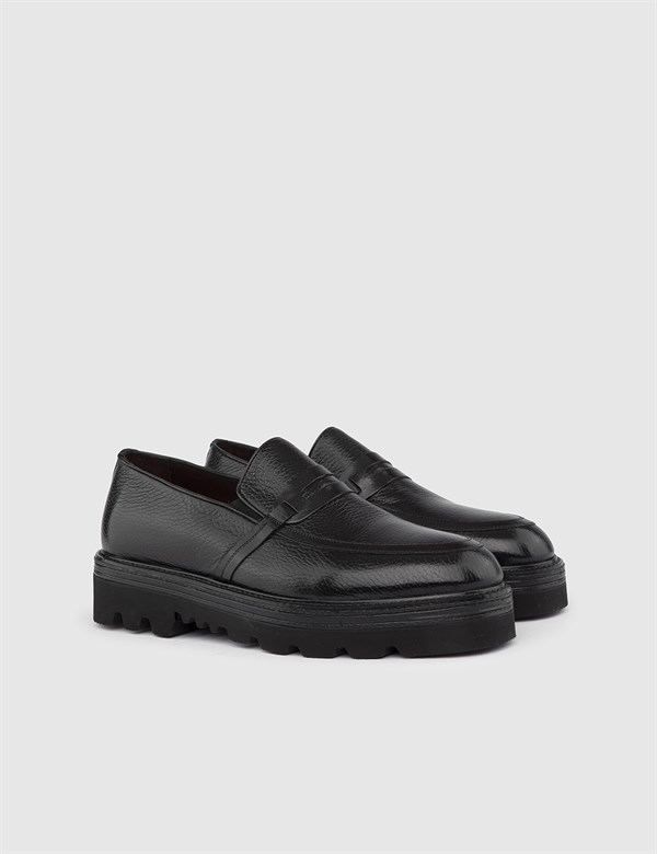 Roxo Black Floater Leather Men's Daily Shoe
