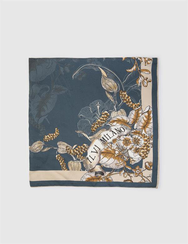 Rufaro Quetzal Green-Beige Silk Twill Women's Foulard