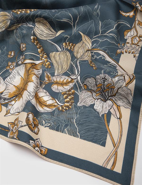 Rufaro Quetzal Green-Beige Silk Twill Women's Foulard