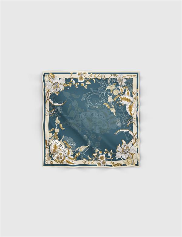 Rufaro Quetzal Green-Beige Silk Twill Women's Foulard