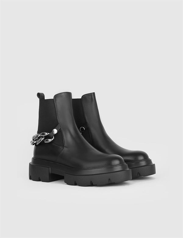 Sandre Black Leather Women's Boot