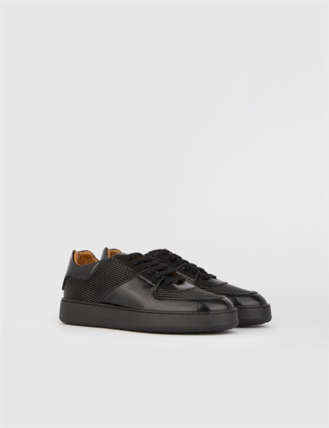 Santorini Black Florentic Leather Men's Sneaker