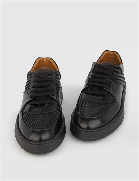 Santorini Black Florentic Leather Men's Sneaker