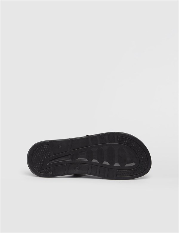Semtse Black Nappa Leather Men's Slipper