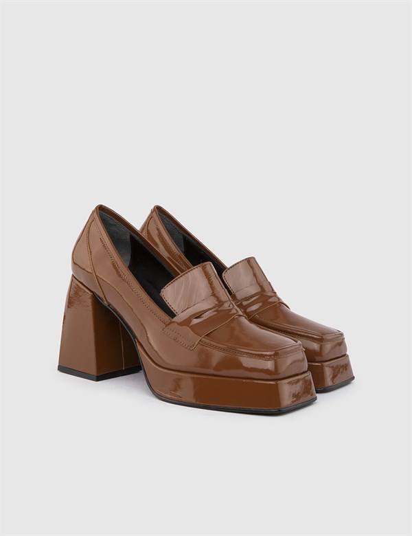 Senat Saddle Brown Patent Leather Women's Pump
