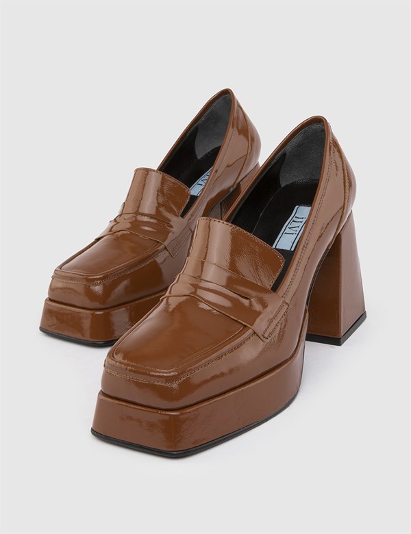 Senat Saddle Brown Patent Leather Women's Pump