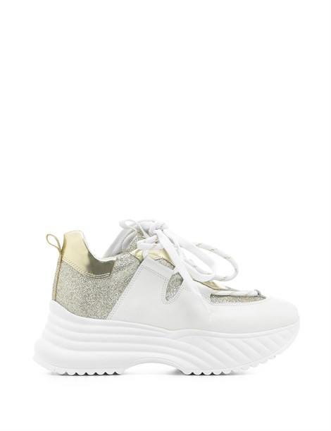 Senior Women's Sneaker White Leather-Metallic Gold Mirror-Metallic Gold Crocodile