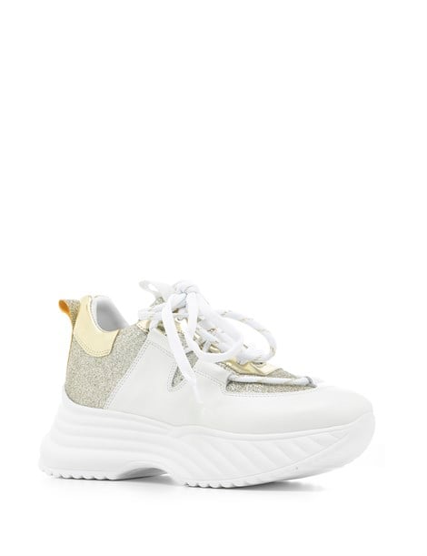 Senior Women's Sneaker White Leather-Metallic Gold Mirror-Metallic Gold Crocodile