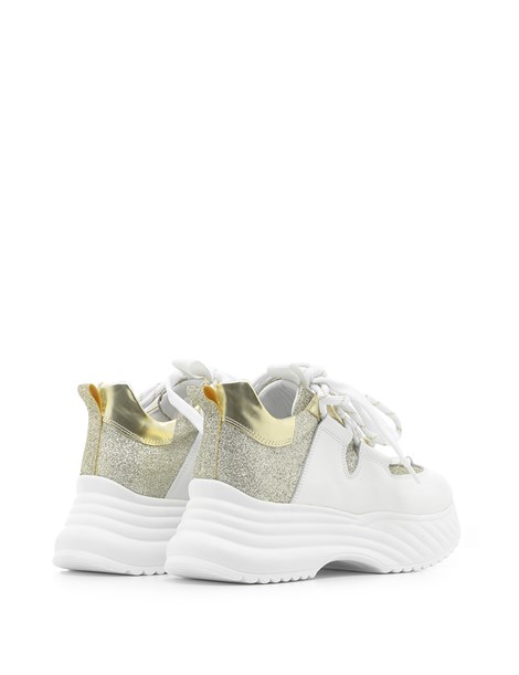 Senior Women's Sneaker White Leather-Metallic Gold Mirror-Metallic Gold Crocodile