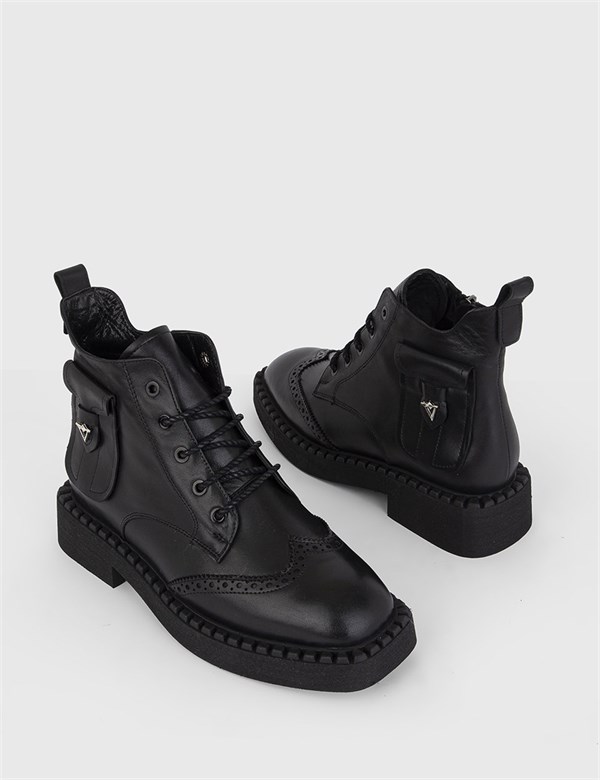 Senka Black Leather Women's Boot