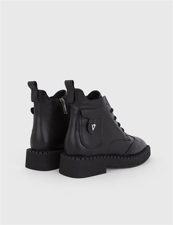 Senka Black Leather Women's Boot