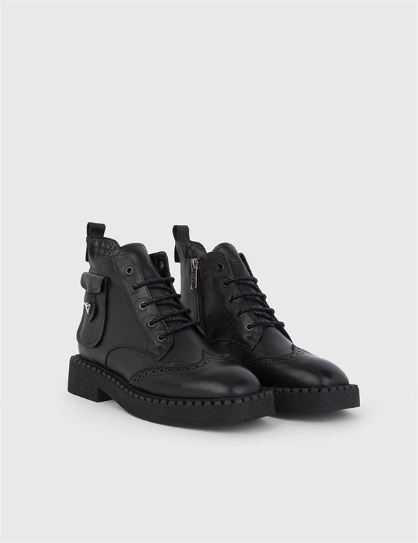 Senka Black Leather Women's Boot